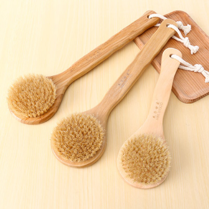 Boar Bristle Wooden Shower Bath Body Brush Exfoliate Reducing Cellulite